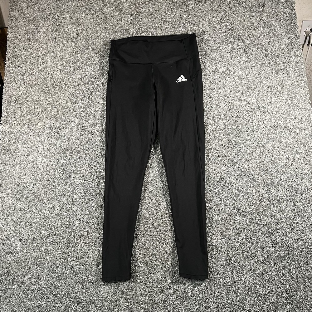 Adidas Womens L Black High Rise Full Length Leggings Workout Running GL4029